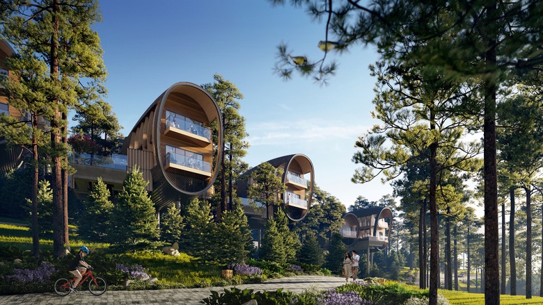 A group of buildings with trees around them  AI-generated content may be incorrect.
