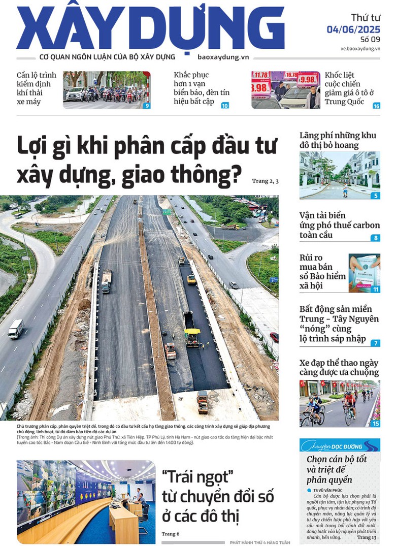 Trang nhất B&aacute;o X&acirc;y dựng số 9 ra ng&agrave;y 4/6/2025.