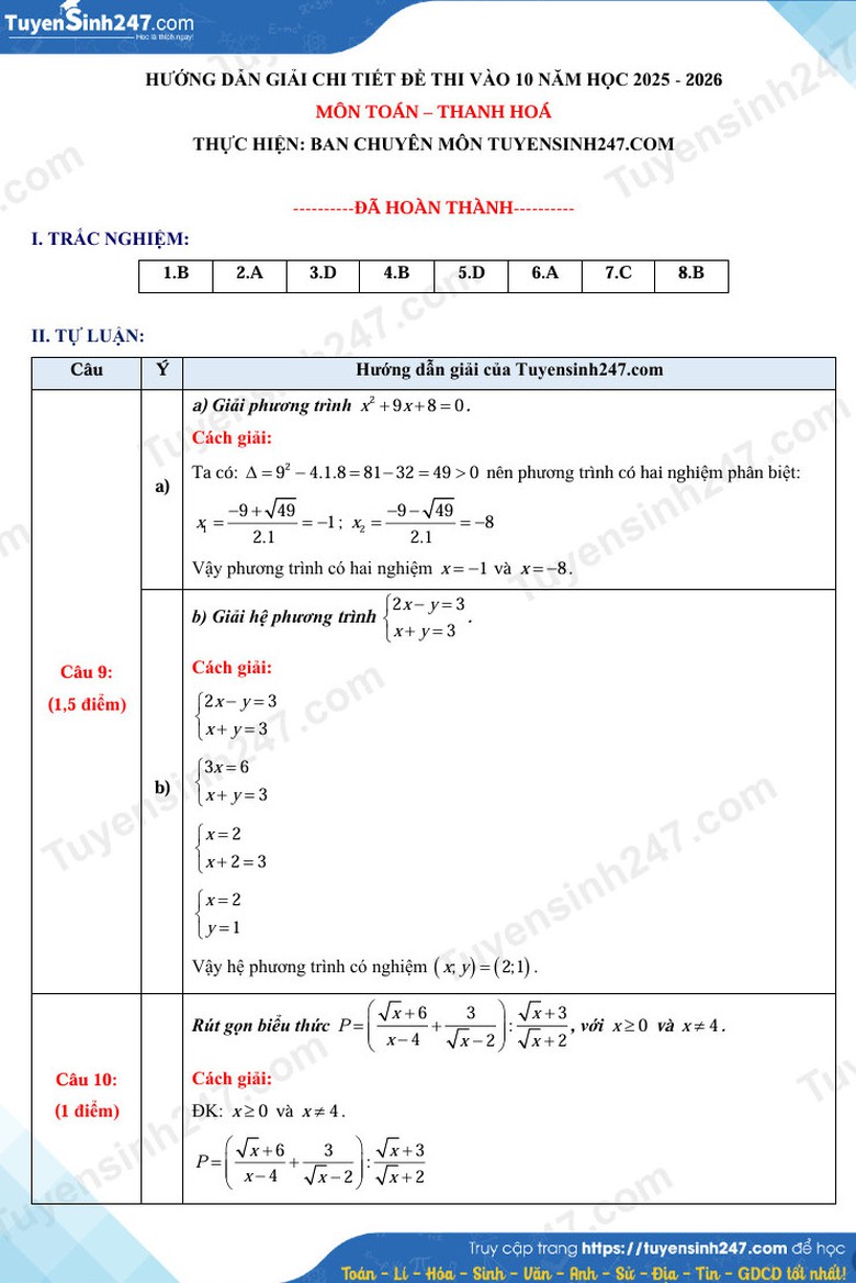 Đ&aacute;p &aacute;n đề thi tuyển sinh lớp 10 m&ocirc;n To&aacute;n Thanh H&oacute;a năm 2025- Ảnh 4.