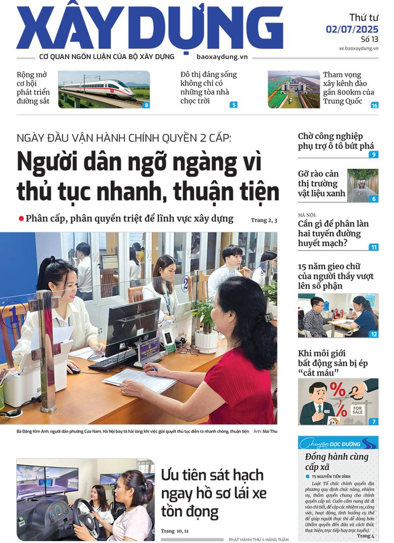 Trang nhất B&aacute;o X&acirc;y dựng số 13 ra ng&agrave;y 2/7/2025.