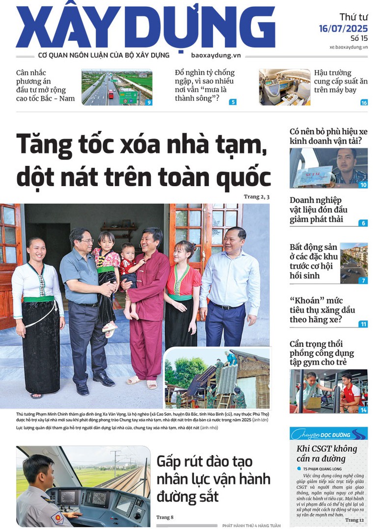 Trang nhất B&aacute;o X&acirc;y dựng số 15 ra ng&agrave;y 16/7/2025.