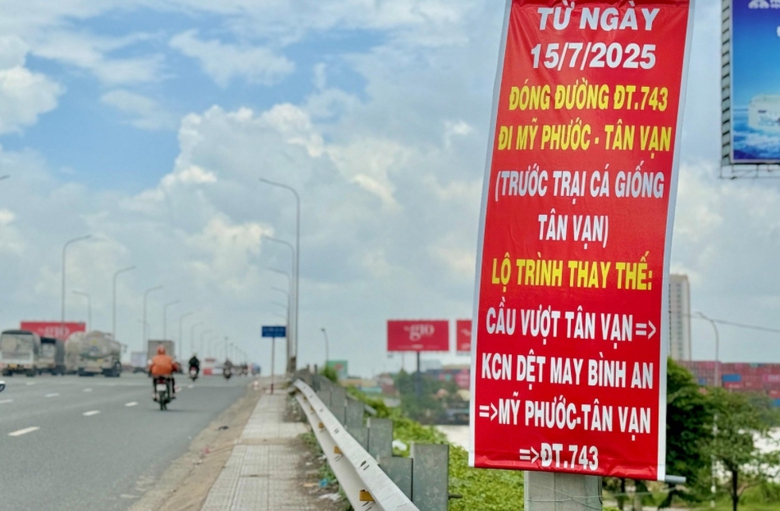 Lộ tr&igrave;nh thay thế khi đ&oacute;ng một phần đường 743 để thi c&ocirc;ng n&uacute;t giao T&acirc;n Vạn- Ảnh 1.