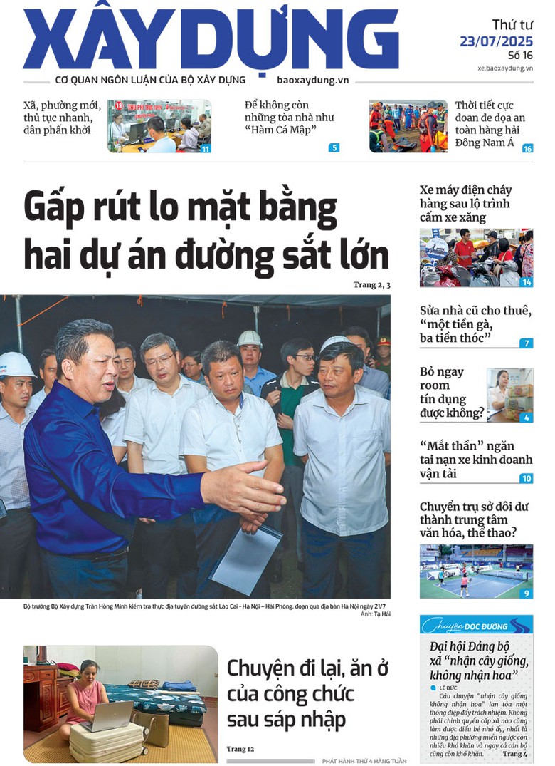 Trang nhất B&aacute;o X&acirc;y dựng số 16 ra ng&agrave;y 23/7/2025.