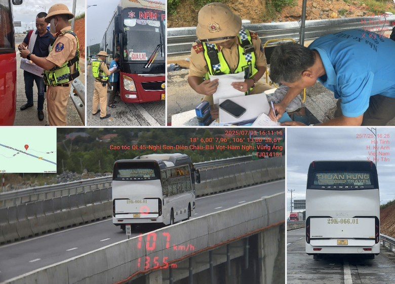 Li&ecirc;n tiếp ph&aacute;t hiện xe kh&aacute;ch chạy sai h&agrave;nh tr&igrave;nh, d&ugrave;ng điện thoại khi chạy tr&ecirc;n cao tốc- Ảnh 1.