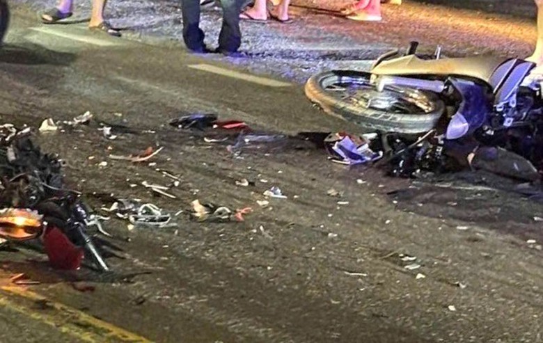 Hiện trường vụ TNGT xảy ra tối ng&agrave;y 28/7, tr&ecirc;n địa b&agrave;n x&atilde; Cẩm Thủy, tỉnh Thanh H&oacute;a.