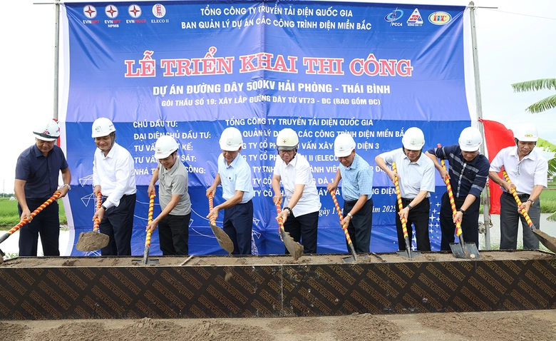 EVNNPT khởi c&ocirc;ng dự &aacute;n đường d&acirc;y 500kV Hải Ph&ograve;ng - Th&aacute;i B&igrave;nh- Ảnh 1.