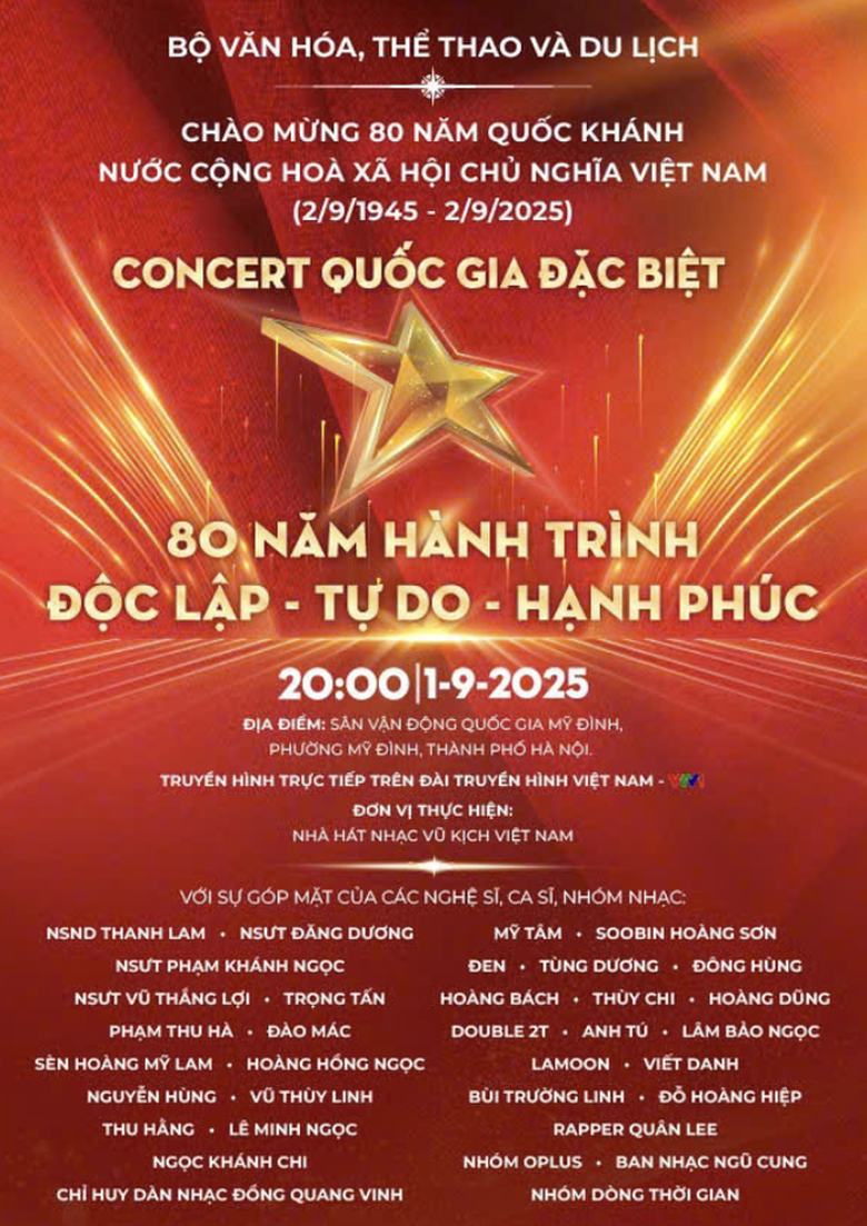 Kh&aacute;n giả nhận v&eacute; miễn ph&iacute; concert quốc gia tại Mỹ Đ&igrave;nh ng&agrave;y 1/9 khi n&agrave;o, ở đ&acirc;u?- Ảnh 1.