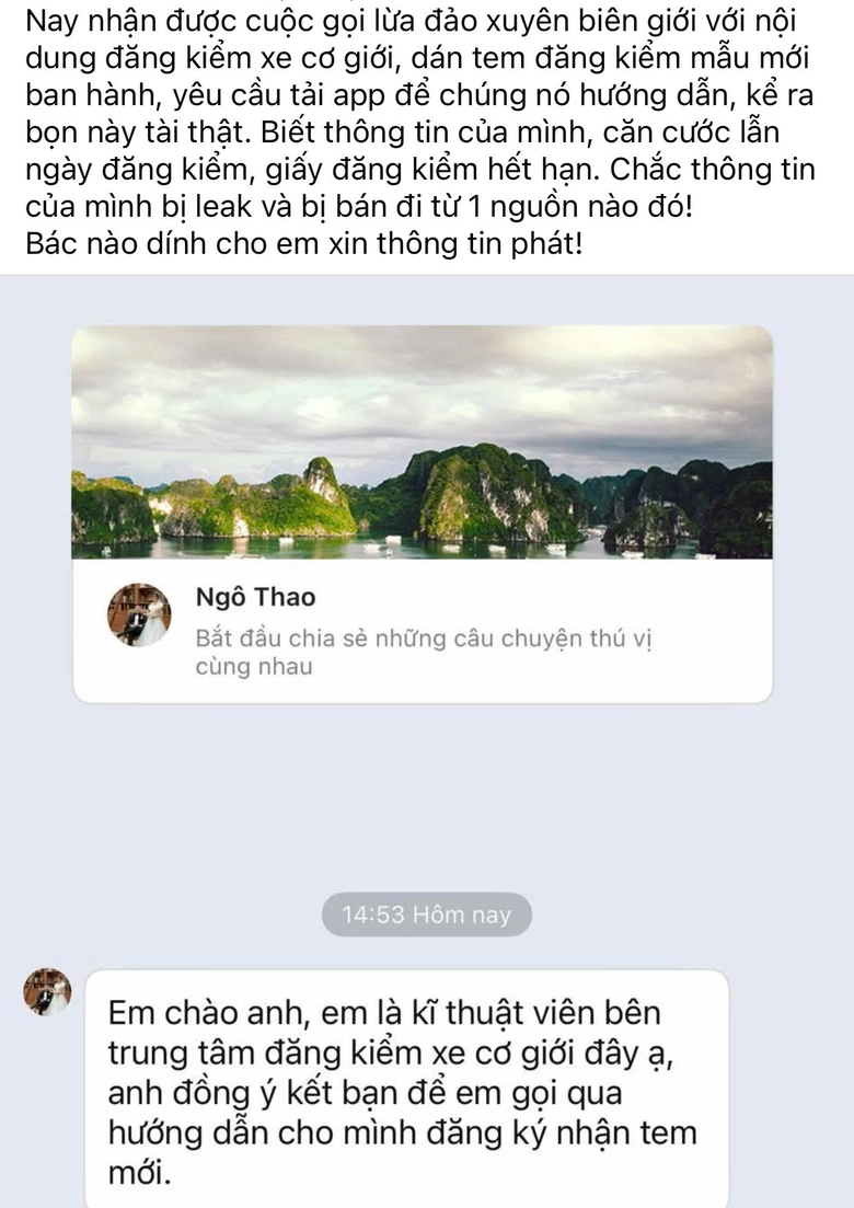T&aacute;i diễn giả mạo c&aacute;n bộ đăng kiểm lừa đảo đổi tem kiểm định qua điện thoại- Ảnh 1.