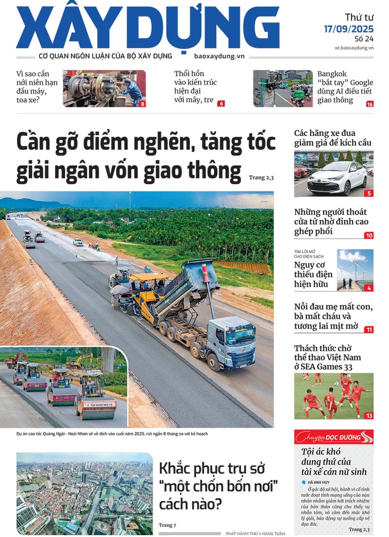 Trang nhất B&aacute;o X&acirc;y dựng số 24 ra ng&agrave;y 17/9/2025.