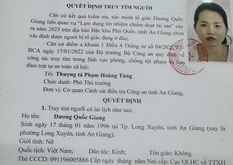 Truy t&igrave;m người phụ nữ ở An Giang lập 25 đường d&acirc;y chơi hụi online chiếm đoạt 4 tỷ đồng- Ảnh 1.