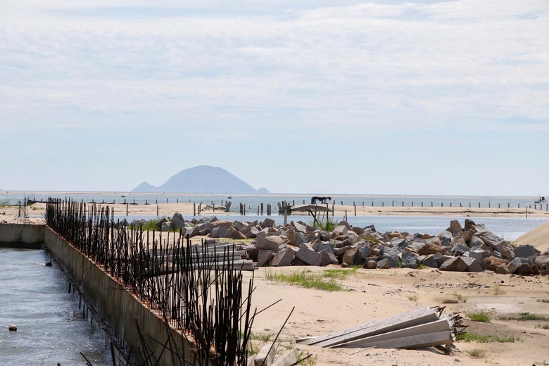 Kiểm tra c&ocirc;ng tr&igrave;nh b&ecirc; t&ocirc;ng "mọc" ở cửa biển Đ&agrave; Nẵng- Ảnh 2.