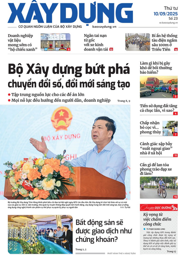 Trang nhất B&aacute;o X&acirc;y dựng số 23 ra ng&agrave;y 10/9/2025.