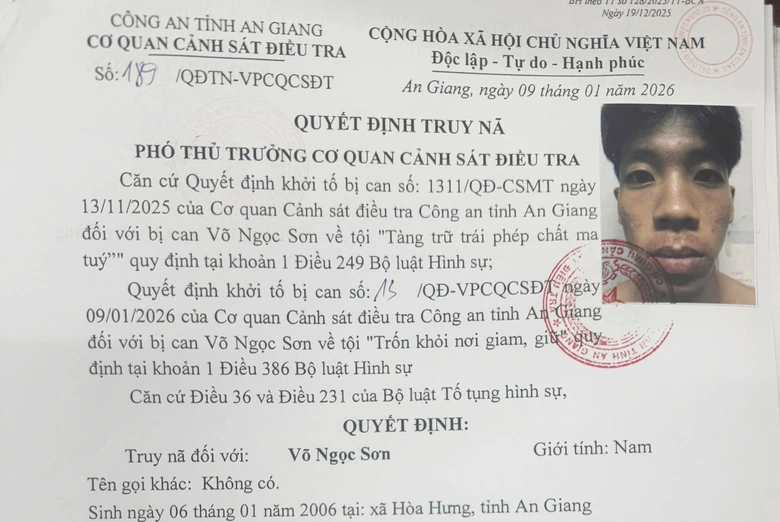 An Giang: Truy n&atilde; 4 đối tượng trốn khỏi nơi giam giữ- Ảnh 1.