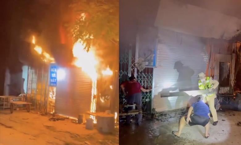 Đang đi tuần tra, CSGT kịp thời ph&aacute; cửa giải cứu 11 người tho&aacute;t ra khỏi ng&ocirc;i nh&agrave; ch&aacute;y- Ảnh 1.