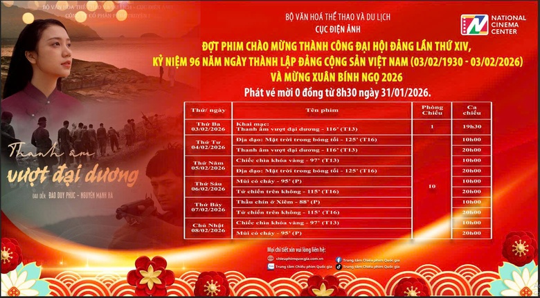 Kh&aacute;n giả nhận v&eacute; xem phim miễn ph&iacute; mừng Đảng, mừng Xu&acirc;n 2026 khi n&agrave;o, ở đ&acirc;u?- Ảnh 1.