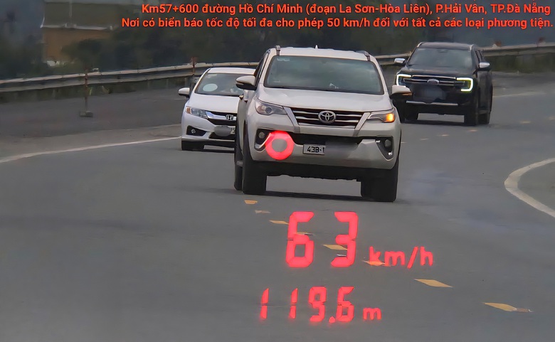 Mỗi ng&agrave;y gần 20 &ocirc; t&ocirc; vi phạm tốc độ tr&ecirc;n cao tốc La Sơn - H&ograve;a Li&ecirc;n- Ảnh 1.