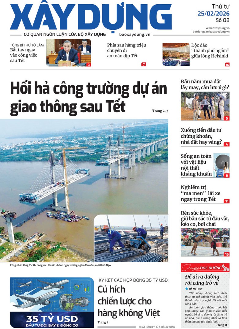 Trang nhất B&aacute;o X&acirc;y dựng số 8 ra ng&agrave;y 25/2/2026.