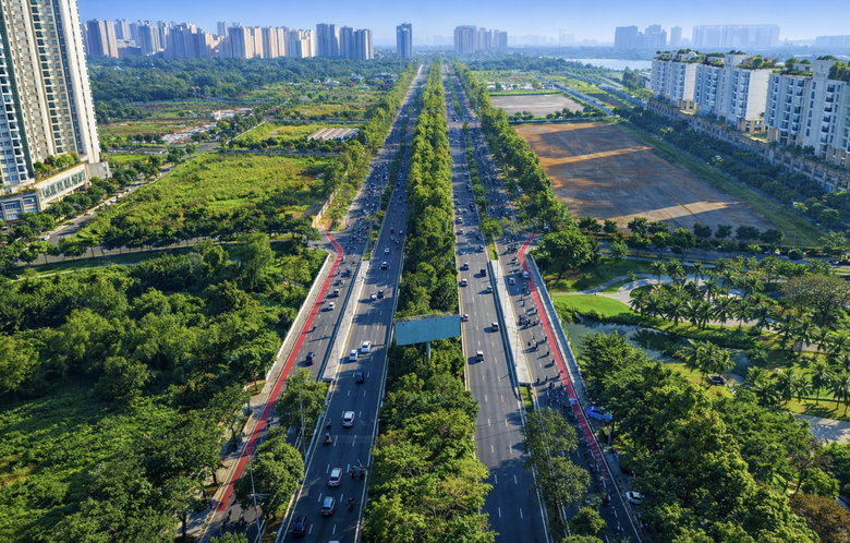 TP.HCM tính mở rộng làn xe đạp trên đường Mai Chí Thọ- Ảnh 2. TP.HCM tính mở rộng làn xe đạp trên đường Mai Chí Thọ- Ảnh 2.