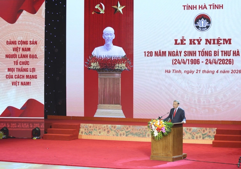 Tổng B&iacute; thư, Chủ Tịch nước T&ocirc; L&acirc;m dự Lễ kỷ niệm 120 năm ng&agrave;y sinh Tổng B&iacute; thư H&agrave; Huy Tập- Ảnh 1.