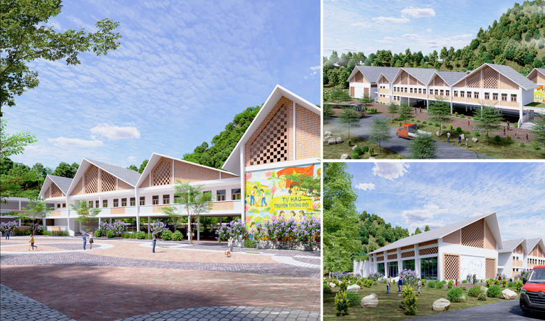 Thiết kế điển h&igrave;nh trường tiểu học quy m&ocirc; 10 lớp &aacute;p dụng cho khu vực từ Quảng Trị đến Huế.
