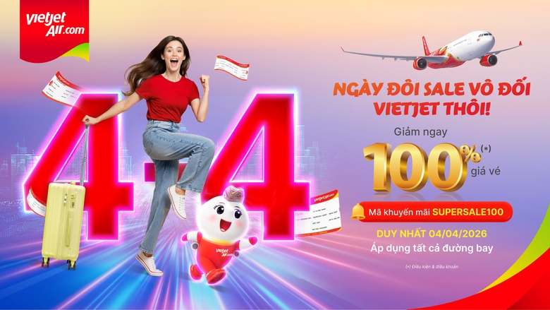 Vietjet tung ưu đ&atilde;i giảm tới 100% gi&aacute; v&eacute; Eco trong ng&agrave;y 4/4- Ảnh 1.