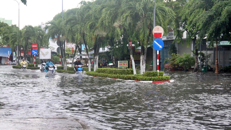 Mưa lớn k&eacute;o d&agrave;i, nhiều tuyến đường ở C&agrave; Mau ngập s&acirc;u- Ảnh 5.