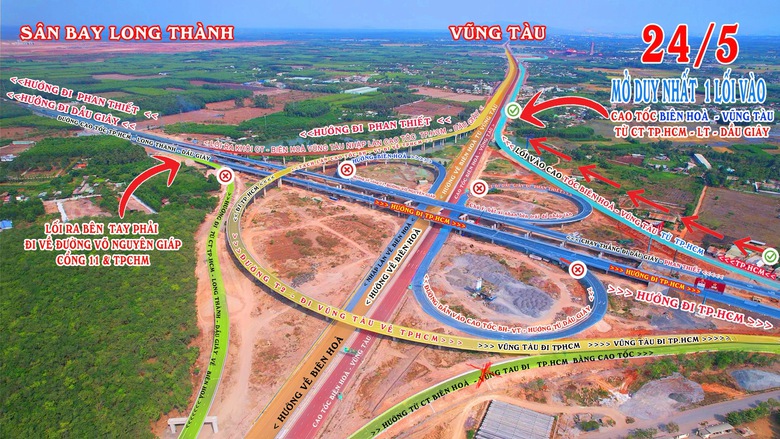 Hướng dẫn tài xế vào cao tốc Biên Hòa - Vũng Tàu từ nút giao Long Thành- Ảnh 1. Hướng dẫn tài xế vào cao tốc Biên Hòa - Vũng Tàu từ nút giao Long Thành- Ảnh 1.