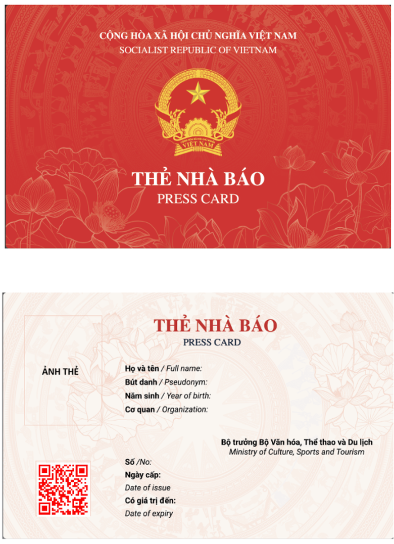 Bộ Văn h&oacute;a, Thể thao v&agrave; Du lịch ban h&agrave;nh quy định về mẫu Thẻ nh&agrave; b&aacute;o mới- Ảnh 1.