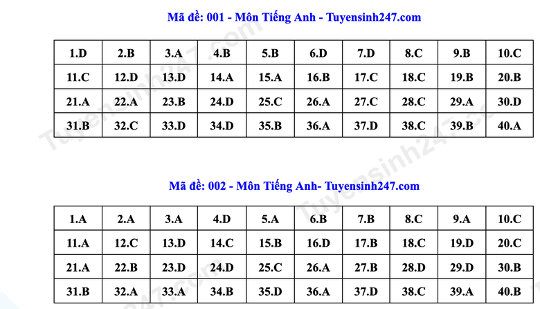 Đ&aacute;p &aacute;n Tiếng Anh lớp 10 H&agrave; Nội năm 2026 theo từng m&atilde; đề- Ảnh 1.