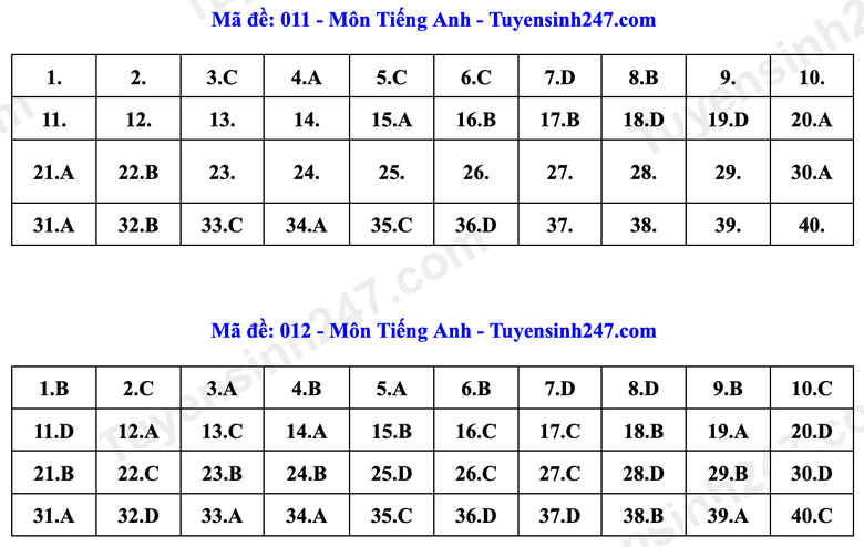 Đ&aacute;p &aacute;n Tiếng Anh lớp 10 H&agrave; Nội năm 2026 theo từng m&atilde; đề- Ảnh 6.