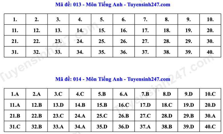 Đ&aacute;p &aacute;n Tiếng Anh lớp 10 H&agrave; Nội năm 2026 theo từng m&atilde; đề- Ảnh 7.