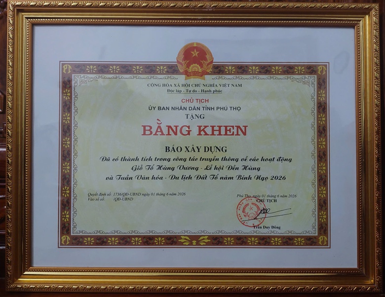 Phú Thọ tổng kết Giỗ Tổ Hùng Vương 2026, Báo Xây dựng nhận Bằng khen- Ảnh 4. Phú Thọ tổng kết Giỗ Tổ Hùng Vương 2026, Báo Xây dựng nhận Bằng khen- Ảnh 4.