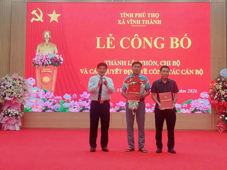 Phú Thọ: Xã Vĩnh Thành công bố thành lập thôn, chi bộ và trao quyết định công tác cán bộ - Ảnh 5.
