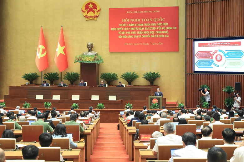 Đảng ủy Bộ X&acirc;y dựng kết nối trực tuyến Hội nghị&nbsp;to&agrave;n quốc&nbsp;sơ kết Nghị quyết 57 - Ảnh 2.