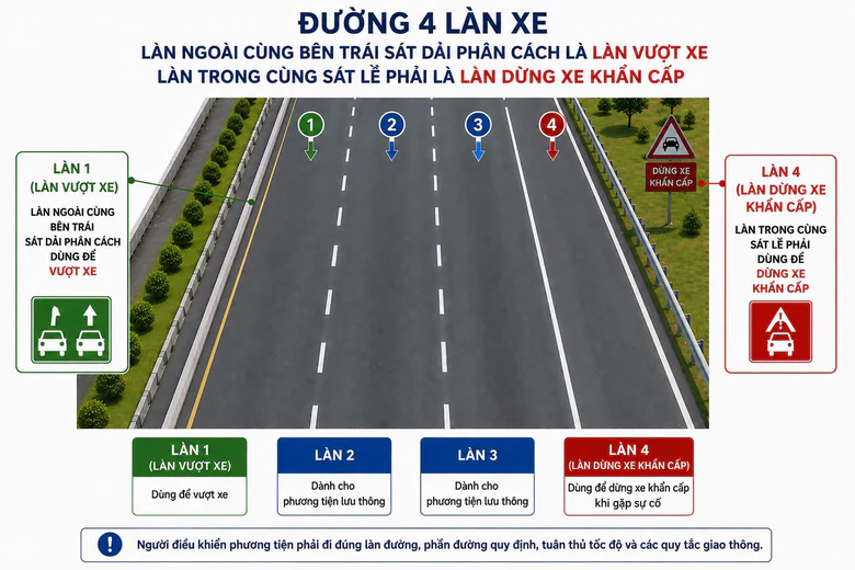 Cục CSGT v&agrave; Cục Đường bộ nghi&ecirc;n cứu bố tr&iacute; l&agrave;n vượt xe tr&ecirc;n đường cao tốc - Ảnh 1.