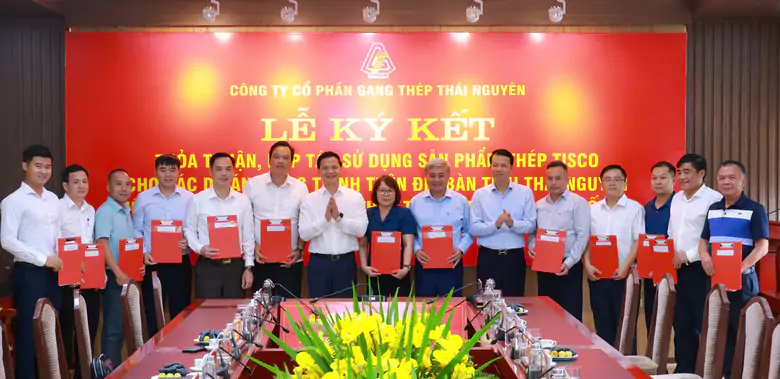 TISCO k&yacute; hợp t&aacute;c với 14 doanh nghiệp, th&uacute;c đẩy sử dụng th&eacute;p tại Th&aacute;i Nguy&ecirc;n - Ảnh 1.