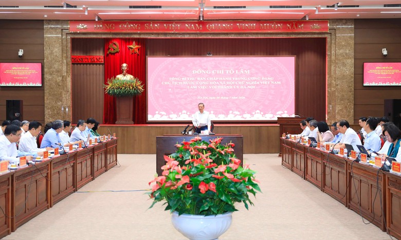 Tổng B&iacute; thư, Chủ tịch nước: H&agrave; Nội phải biến mọi nguồn lực th&agrave;nh động lực tăng trưởng mới - Ảnh 4.