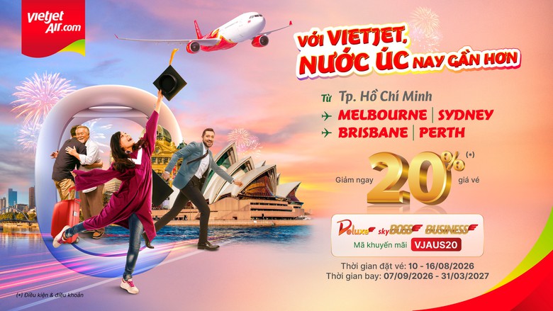 Mở b&aacute;n v&eacute; đường bay TP.HCM - Western Sydney, Vietjet tung ưu đ&atilde;i 20% - Ảnh 1.