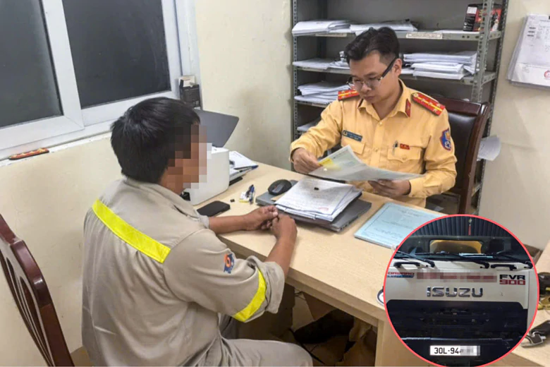 Tường tr&igrave;nh của t&agrave;i xế xe bồn vừa chạy vừa để nước thải đổ ra đường V&agrave;nh đai 3 tr&ecirc;n cao - Ảnh 1.