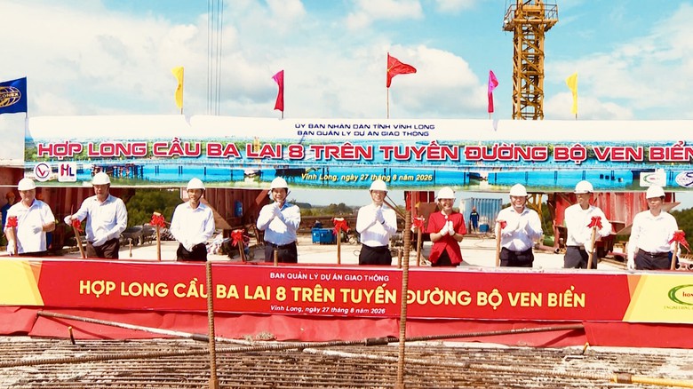Vĩnh Long: Hợp long cầu Ba Lai 8, tiến gần mục ti&ecirc;u ho&agrave;n thiện tuyến ven biển - Ảnh 1.