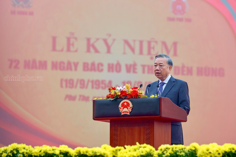 Tổng Bí thư, Chủ tịch nước phát biểu tại Lễ kỷ niệm 72 năm Ngày Bác Hồ về thăm Đền Hùng- Ảnh 1.