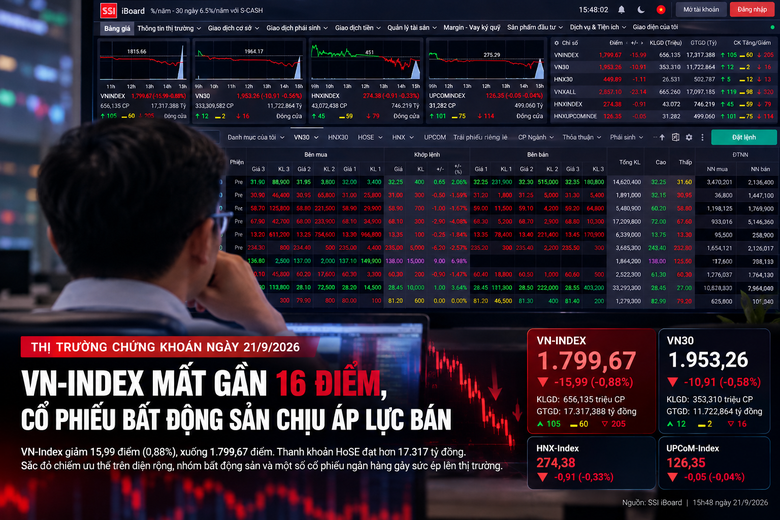 VN-Index mất gần 16 điểm, cổ phiếu bất động sản chịu áp lực bán- Ảnh 1.