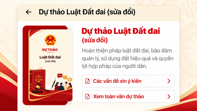 Người dân góp ý dự thảo Luật Đất đai trên VNeID đến ngày 7/10- Ảnh 1.