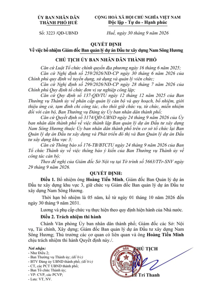 Huế: Bổ nhiệm 3 giám đốc ban quản lý dự án- Ảnh 2.