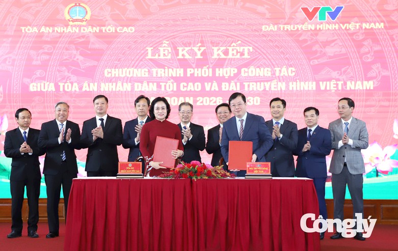 TANDTC v&agrave; VTV k&yacute; kết chương tr&igrave;nh phối hợp c&ocirc;ng t&aacute;c giai đoạn 2026 - 2030- Ảnh 1.