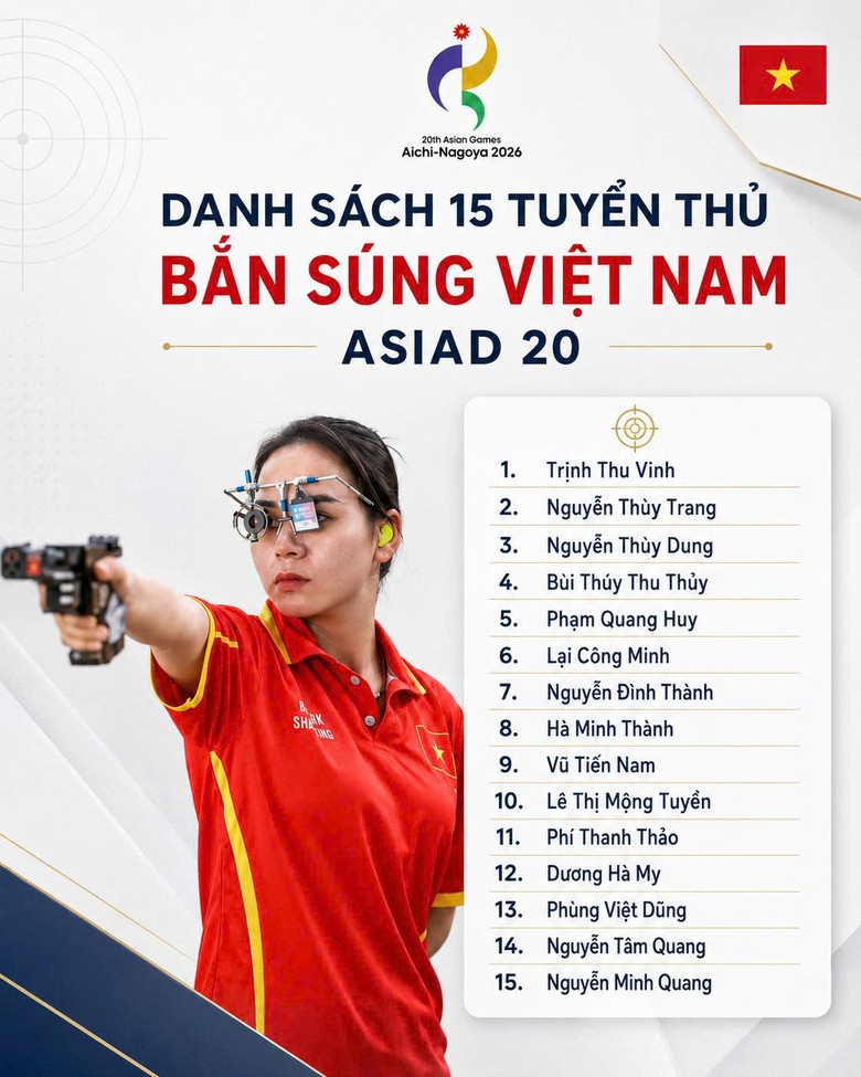 Li&ecirc;n đo&agrave;n Bắn s&uacute;ng Việt Nam treo thưởng lớn cho c&aacute;c xạ thủ c&oacute; th&agrave;nh t&iacute;ch cao tại ASIAD 20- Ảnh 2.