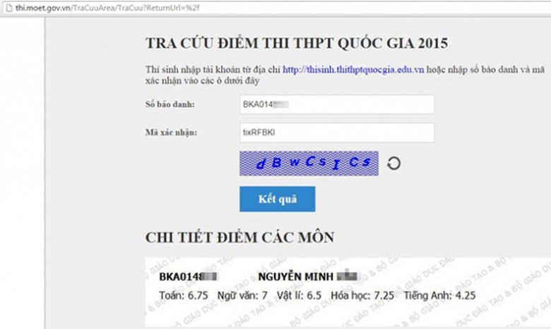 tra cuu diem thi THPT3