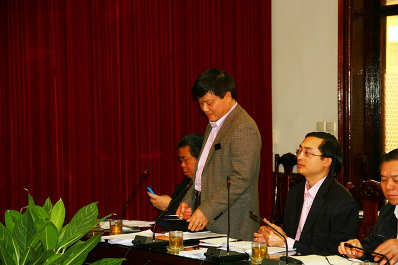 &Ocirc;ng Nguyễn Ngọc Sự - Chủ tịch HĐTV Tổng c&ocirc;ng ty C&ocirc;ng nghiệp t&agrave;u thủy b&aacute;o c&aacute;o về tiến độ t&aacute;i cơ cấu SBIC.