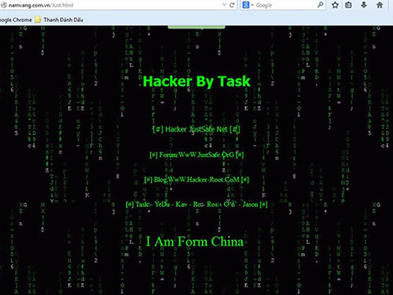 Một số trang mạng Việt Nam bị hacker Trung Quốc tấn c&ocirc;ng v&agrave; để lại lời nhắn