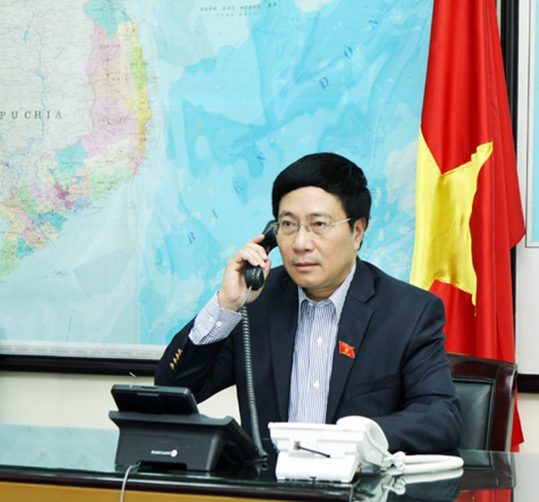 Ph&oacute; Thủ tướng, Bộ trưởng Ngoại giao Phạm B&igrave;nh Minh điện đ&agrave;m với Ngoại trưởng Mỹ John Kerry 